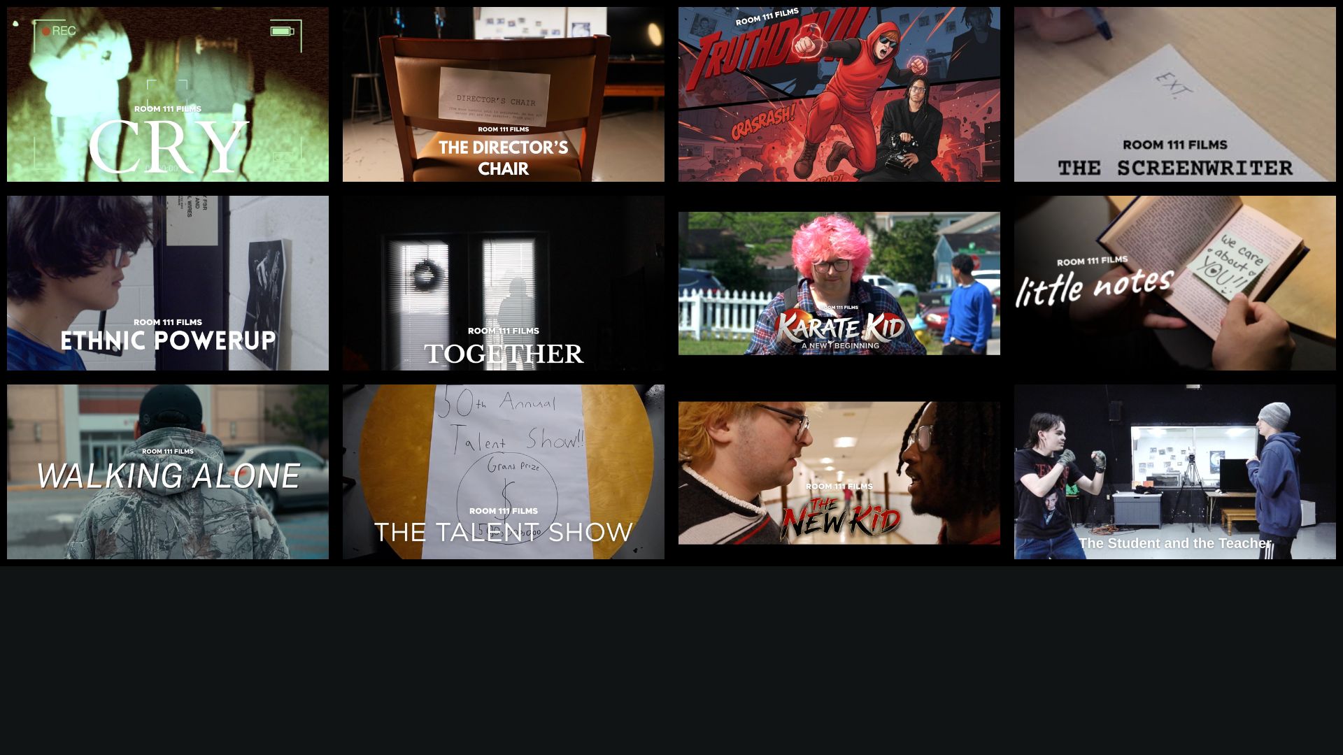 A collage of Room 111 Films projects